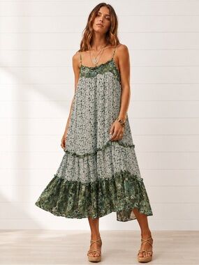 Spell & The Gypsy Collective Winona Dress Ivy Floral Boho Midi XS